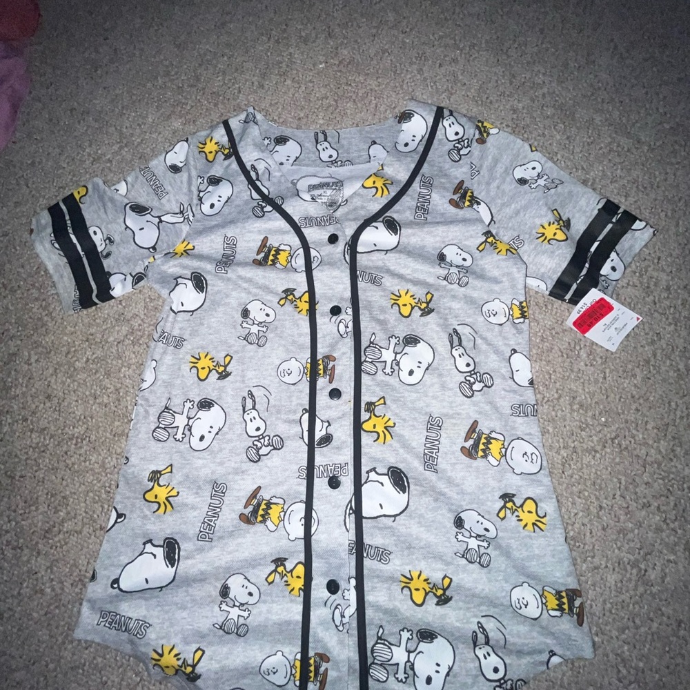 Gray Snoopy Baseball Jersey Shirt